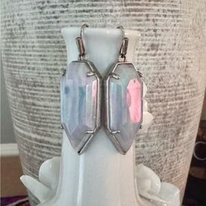 Kendra Scott Silver and Iridescent Earrings Blue Agate Palmer